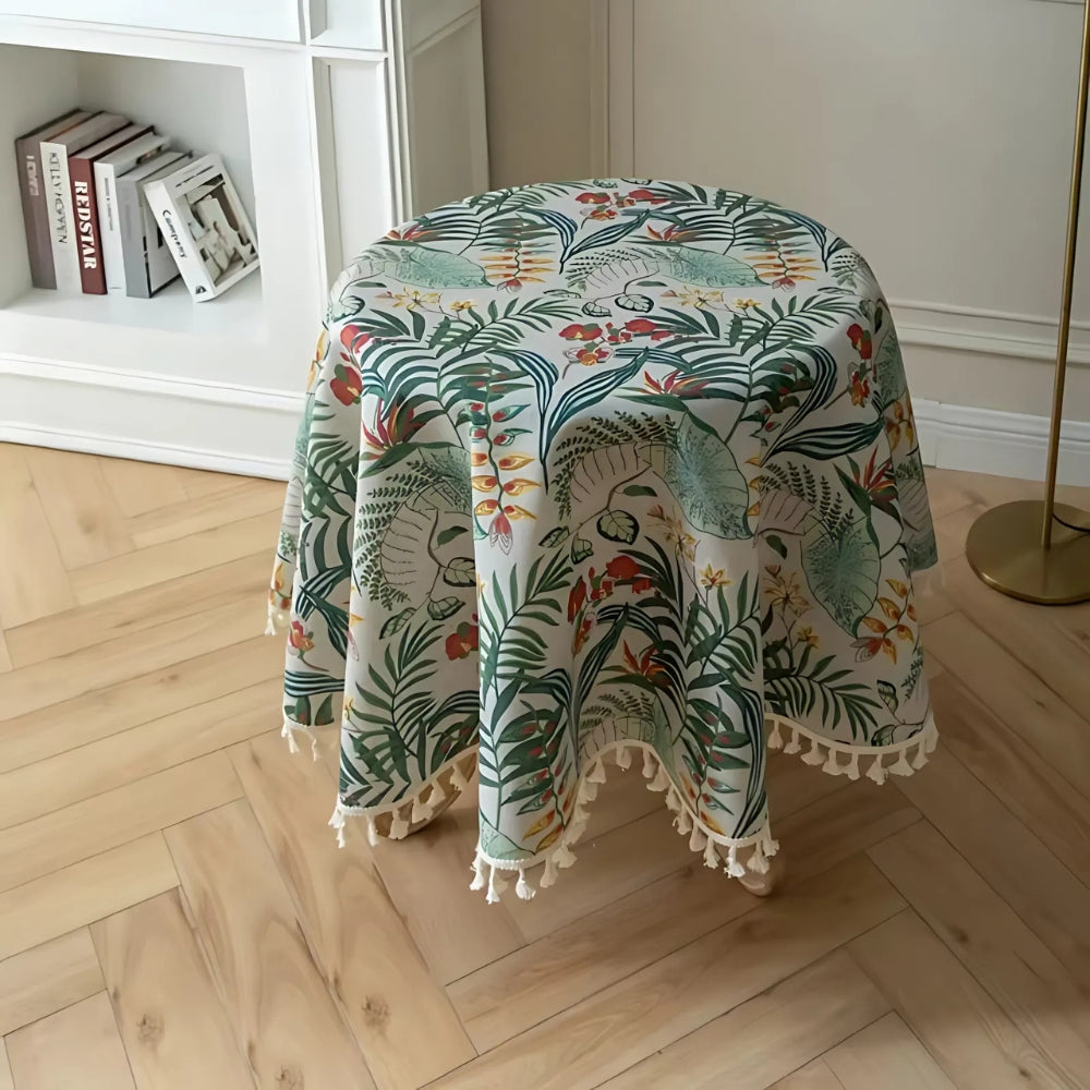 Retro Floral Round Table Cloth 2