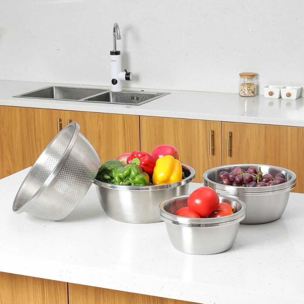 Rinse Mix Stainless Colander Duo Set 3