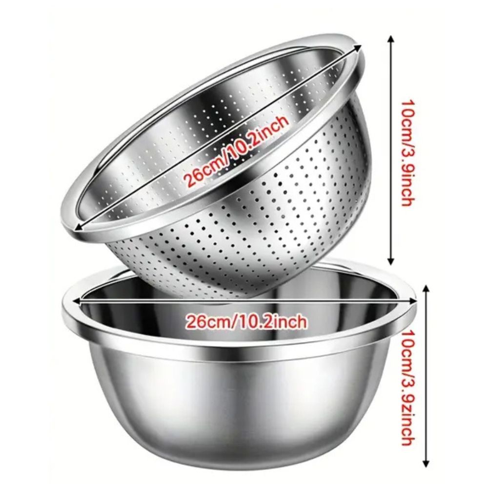 Rinse Mix Stainless Colander Duo Set 8