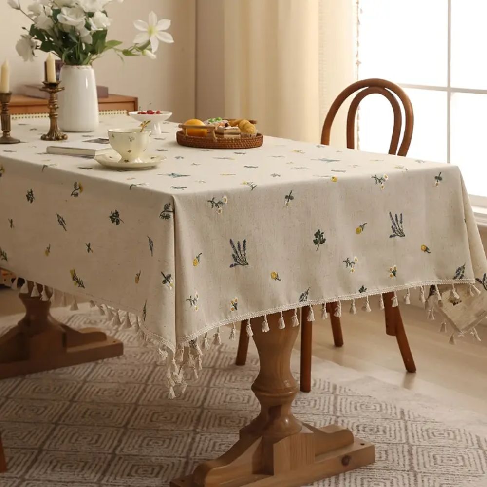Rustic Bloom Tassel Tablecloth 4