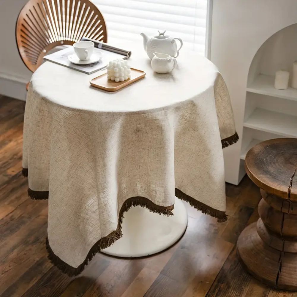 Rustic Charm Tassel Tablecloth 1