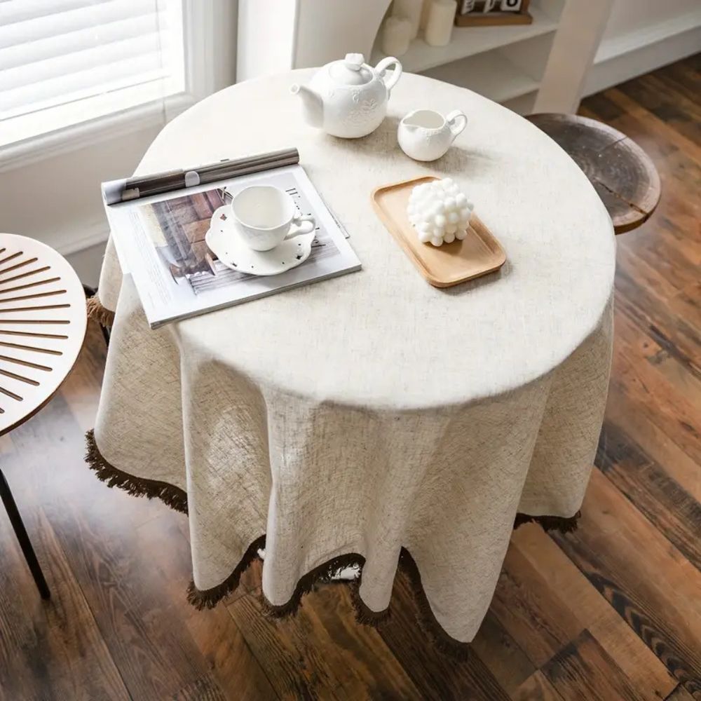 Rustic Charm Tassel Tablecloth 2