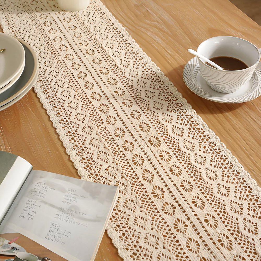 Rustic Crochet Bloom Table Runner 4