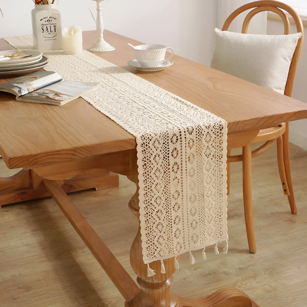 Rustic Crochet Bloom Table Runner 5