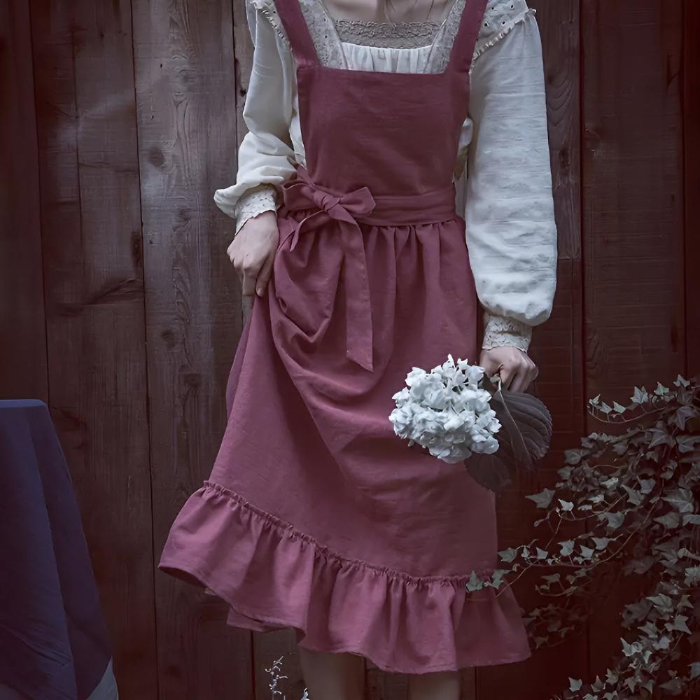 Rustic Ruffle Linen Apron 0