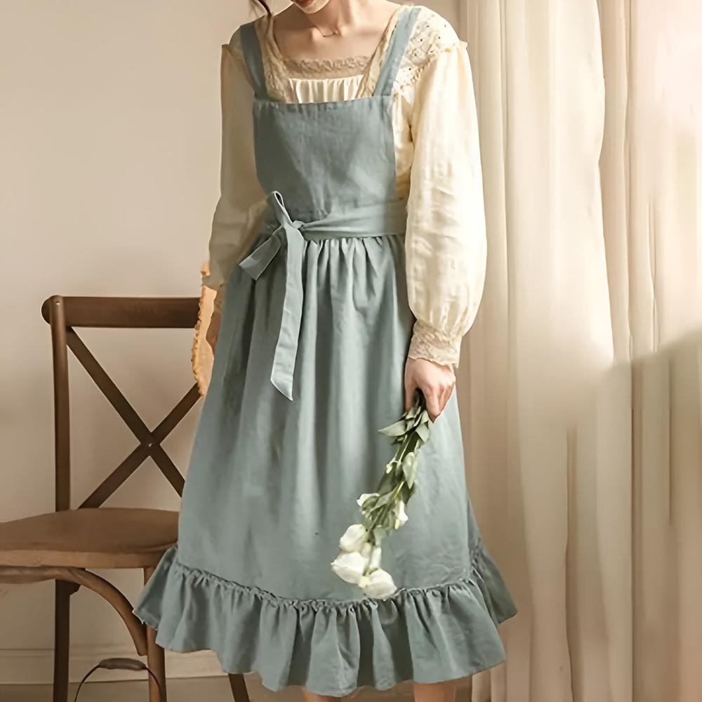Rustic Ruffle Linen Apron 1