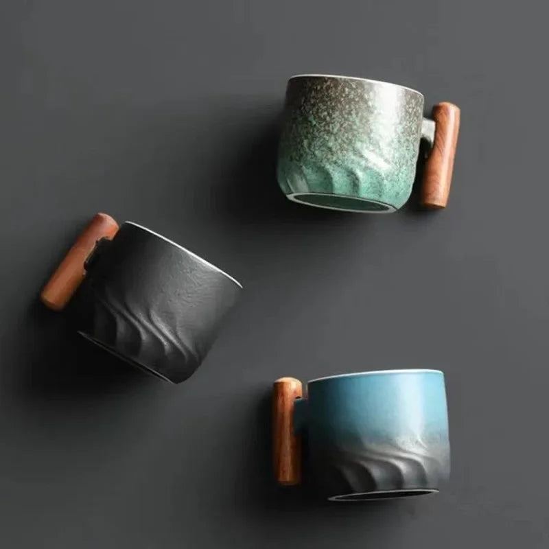 Ceramic Espresso Cup with Wooden Handle | Compact Daily Luxury