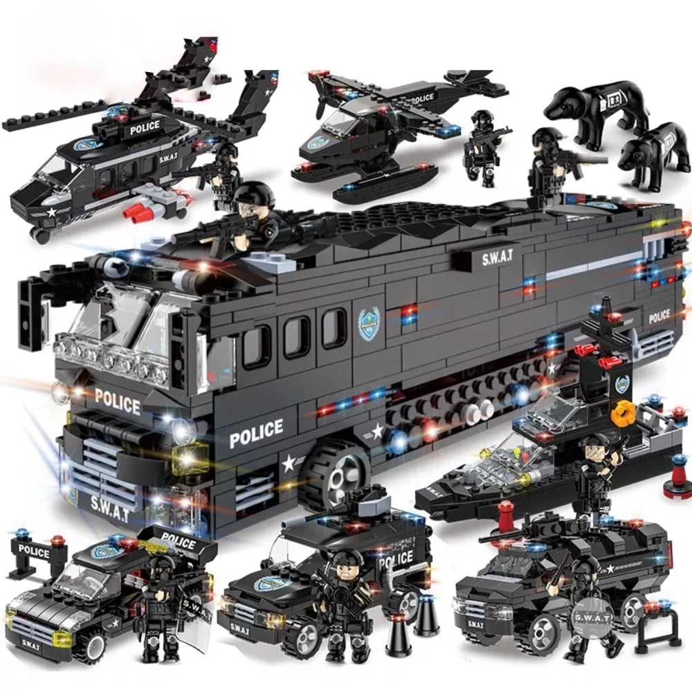 Kids Police Station Building Blocks Toy Set