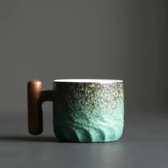 Ceramic Espresso Cup with Wooden Handle | Compact Daily Luxury