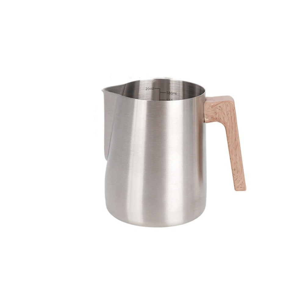 Scandinavian Wood Handle Stainless Milk Pitcher 0