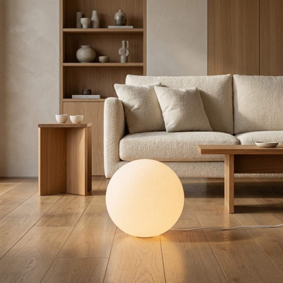 Sculptural Floor Lamp | Globe-Shaped Design for Soft Light Diffusion | Minimalist Style for Modern Interiors