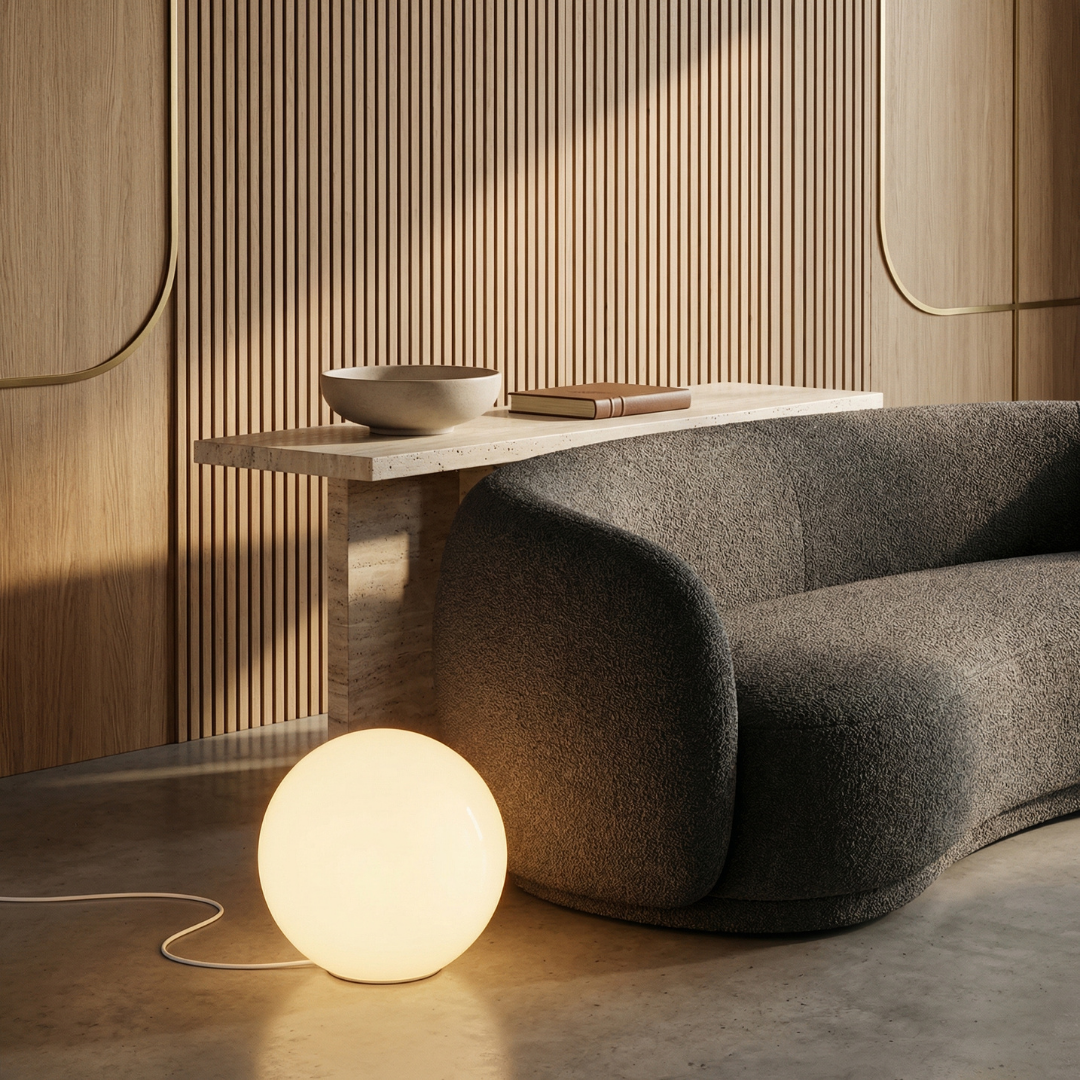 Sculptural Floor Lamp | Globe-Shaped Design for Soft Light Diffusion | Minimalist Style for Modern Interiors