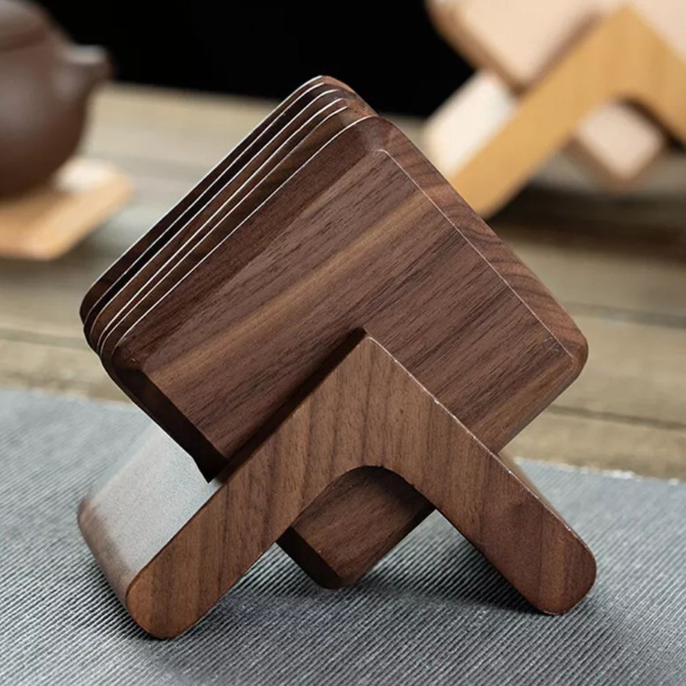 Sleek Stack Wooden Coaster Set | 6pcs 2