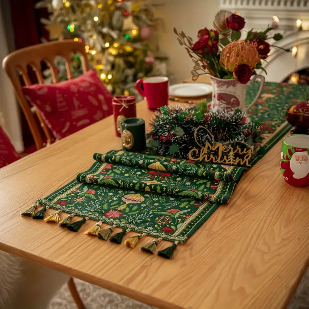Tapestry Botanical Holiday Table Runner 1