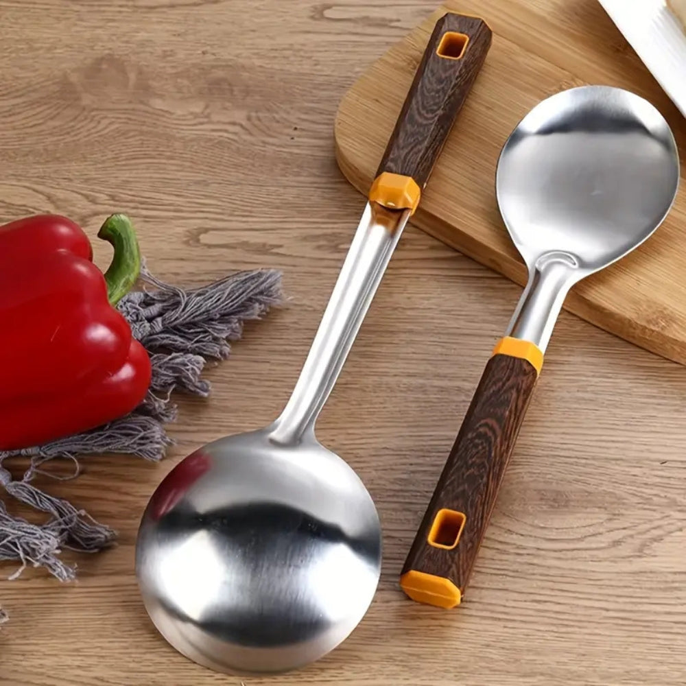 Wood Grain Stainless Steel Utensils | 6pcs Set 1