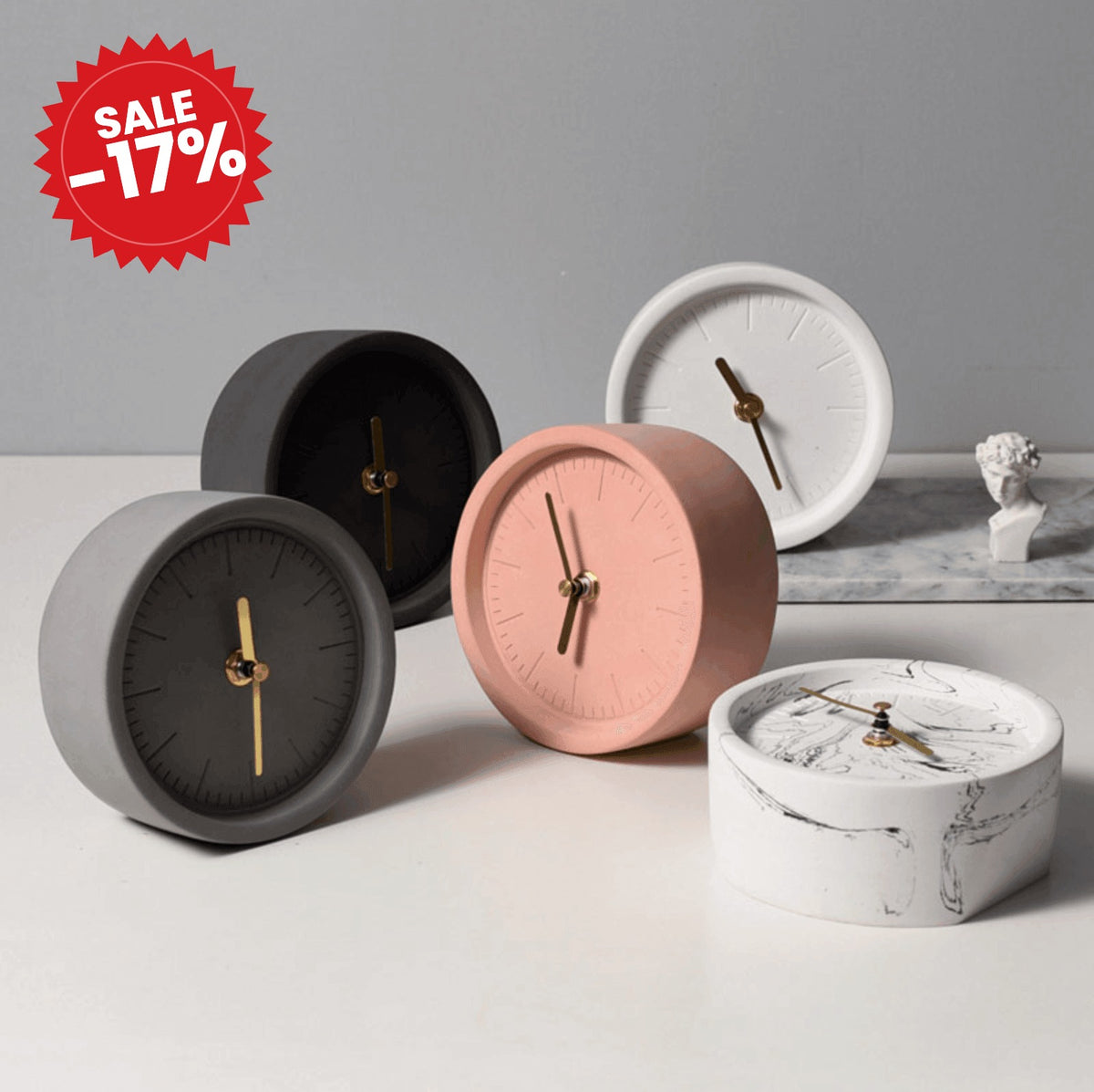 Minimalist Concrete Desk Clock - SALE -17%