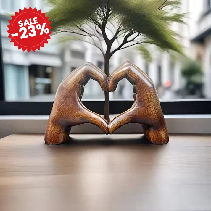 Wooden Heart Hand Sculpture - SALE -23%