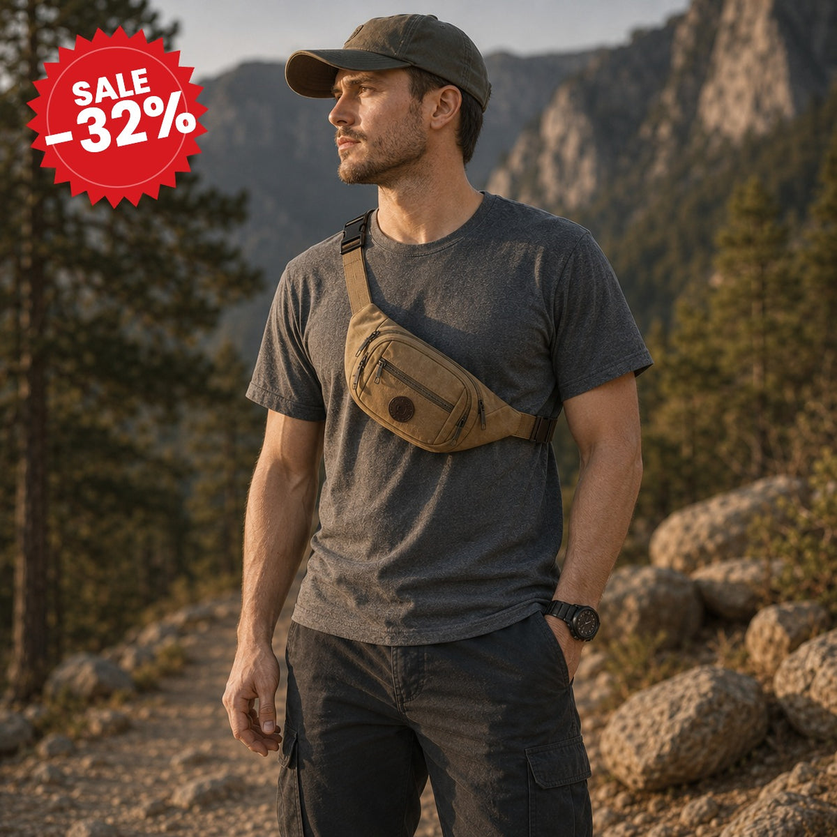 Lightweight Water Resistant Canvas Waist Pack - SALE -32%