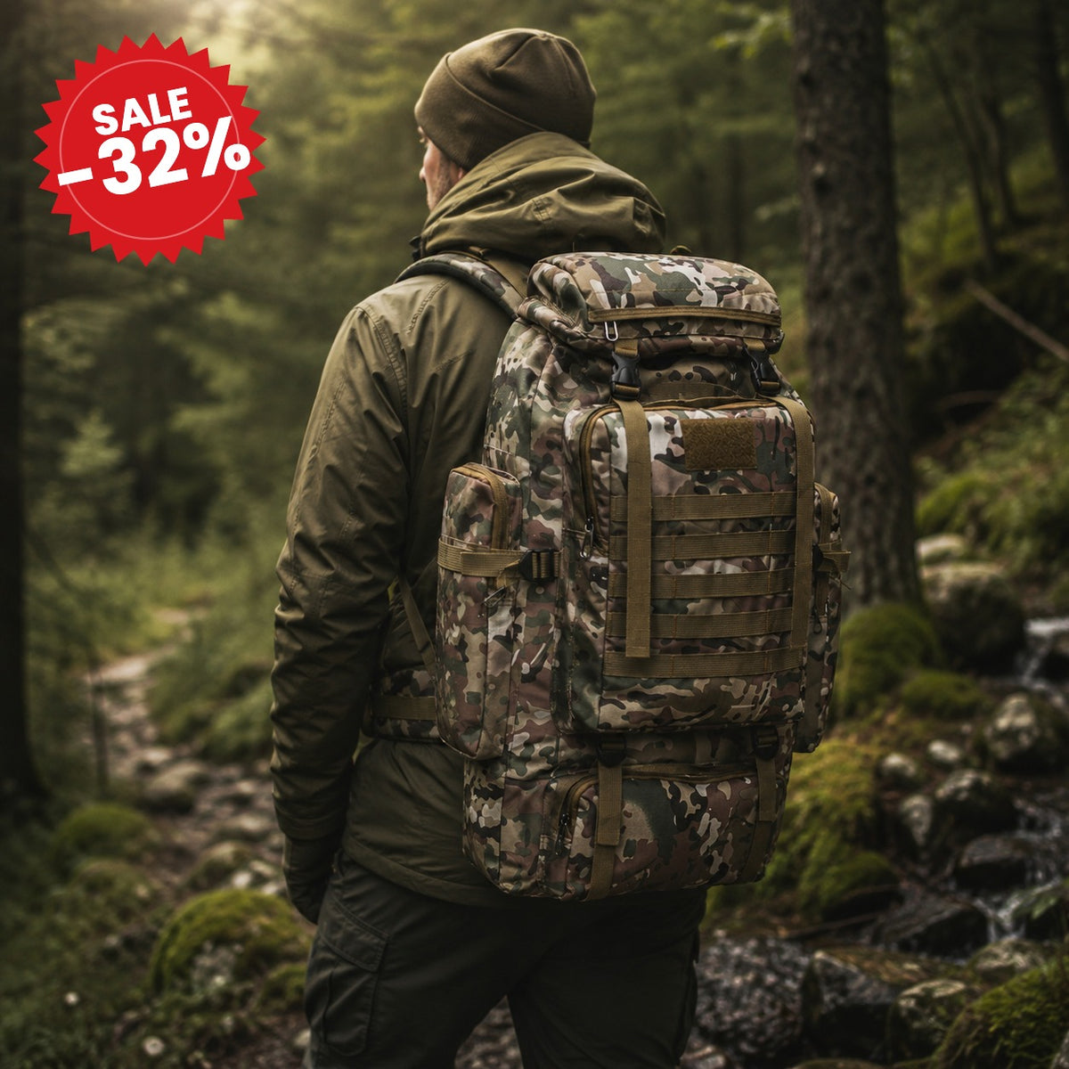 80L Camo Trekking Hiking Backpack - SALE -32%