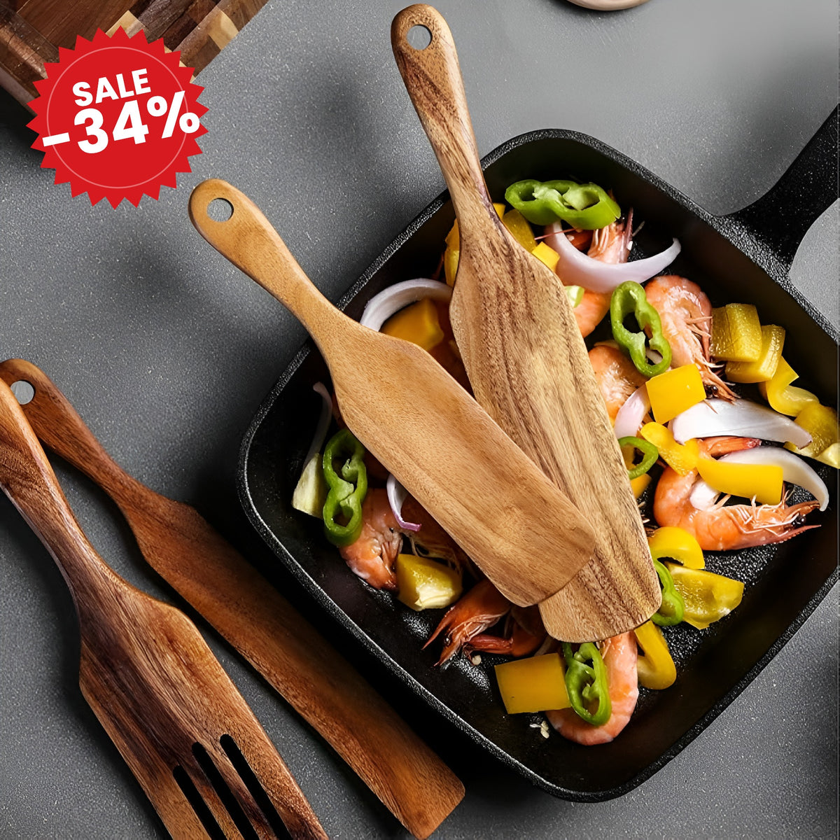 Non-Stick Wooden Spatula Set - SALE -34%