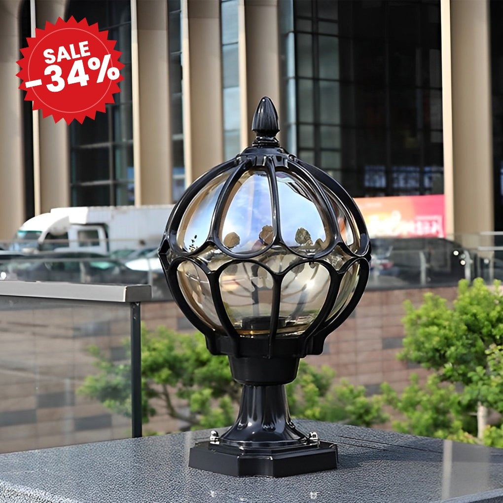 Vintage Outdoor Pillar Light | Glass Globe Design - SALE -34%