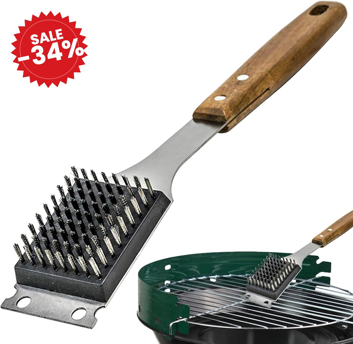 Stainless Grill Brush and Scraper - SALE -34%