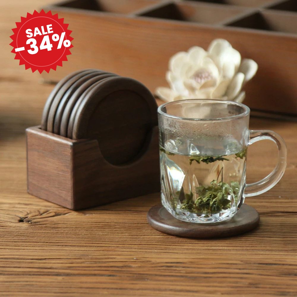 Japanese Style Wooden Coaster | 6pcs Set - SALE -34%