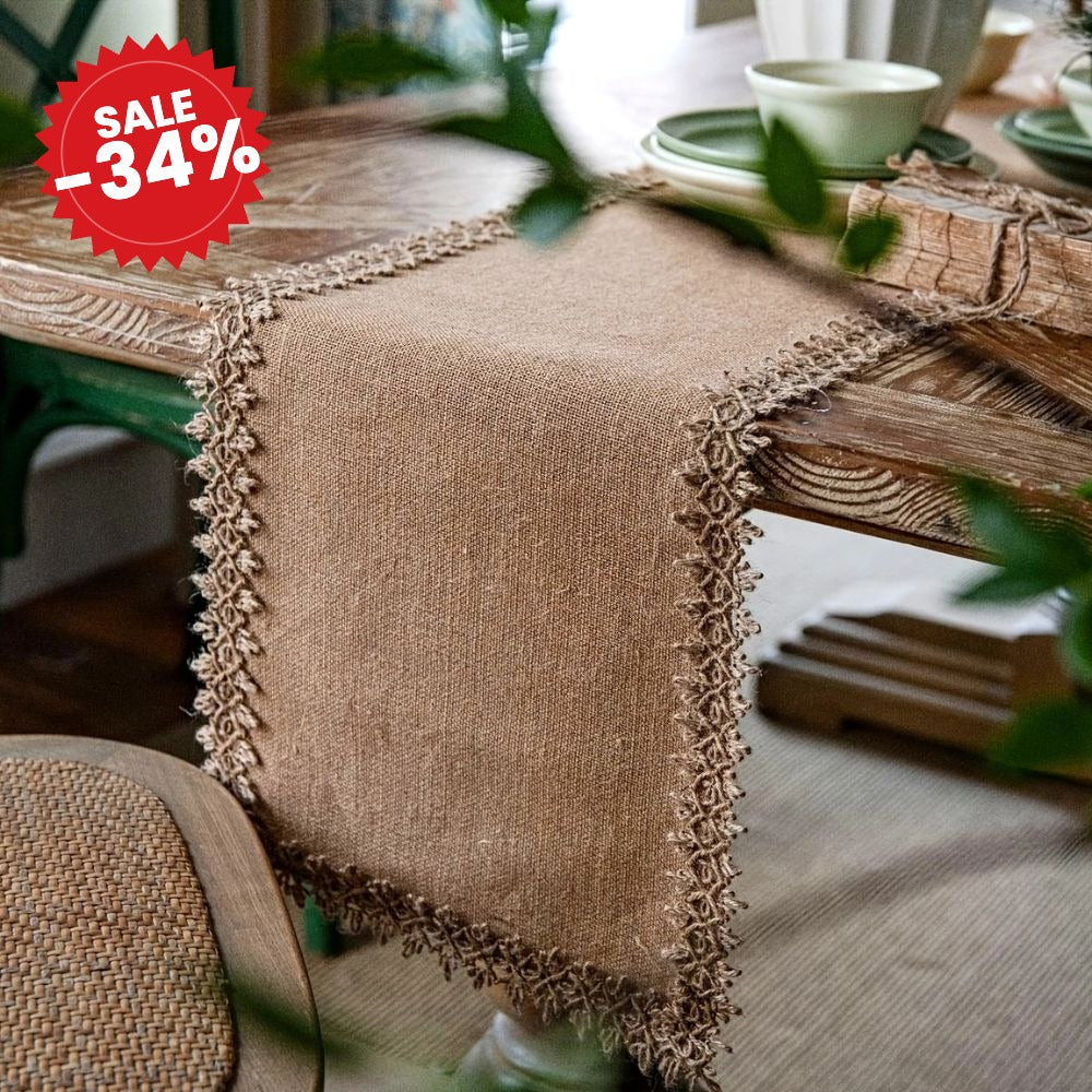 Burlap Charm Boho Table Runner - SALE -34%