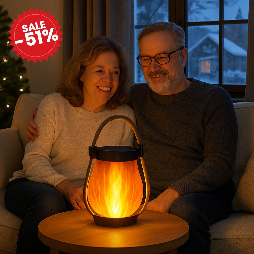 LED Lantern | Solar and USB-Rechargeable Flame-Effect Light - SALE -51%