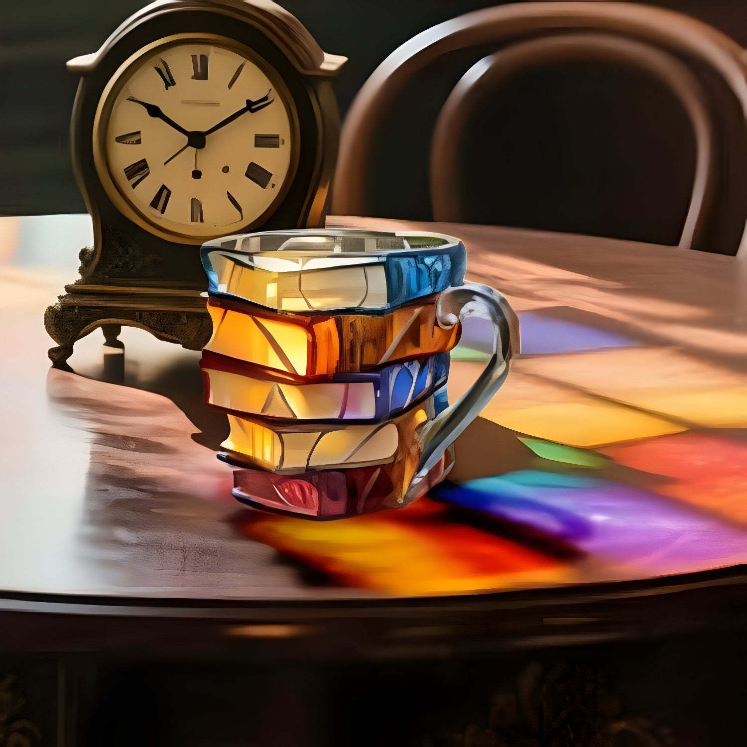 Resin Mug | Colourful 3D Book-Stack Design