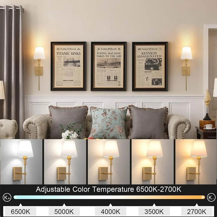 Rechargeable Wireless Wall Light Set (2 Pack) - Battery-Powered Indoor & Outdoor Lighting for Home, Patio, and Garden