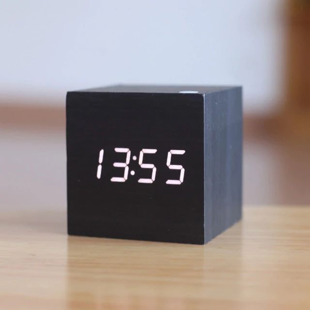 Cube | Digital Table Clock in Minimalist Wood Design