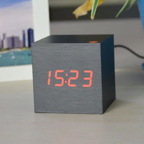 Cube | Digital Table Clock in Minimalist Wood Design